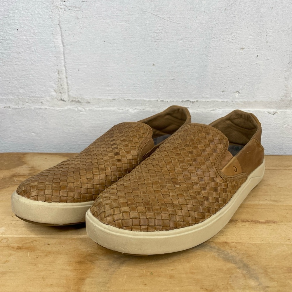 Olukai Lae'ahi Lauhala Mens Size 11.5 Leather Sneakers